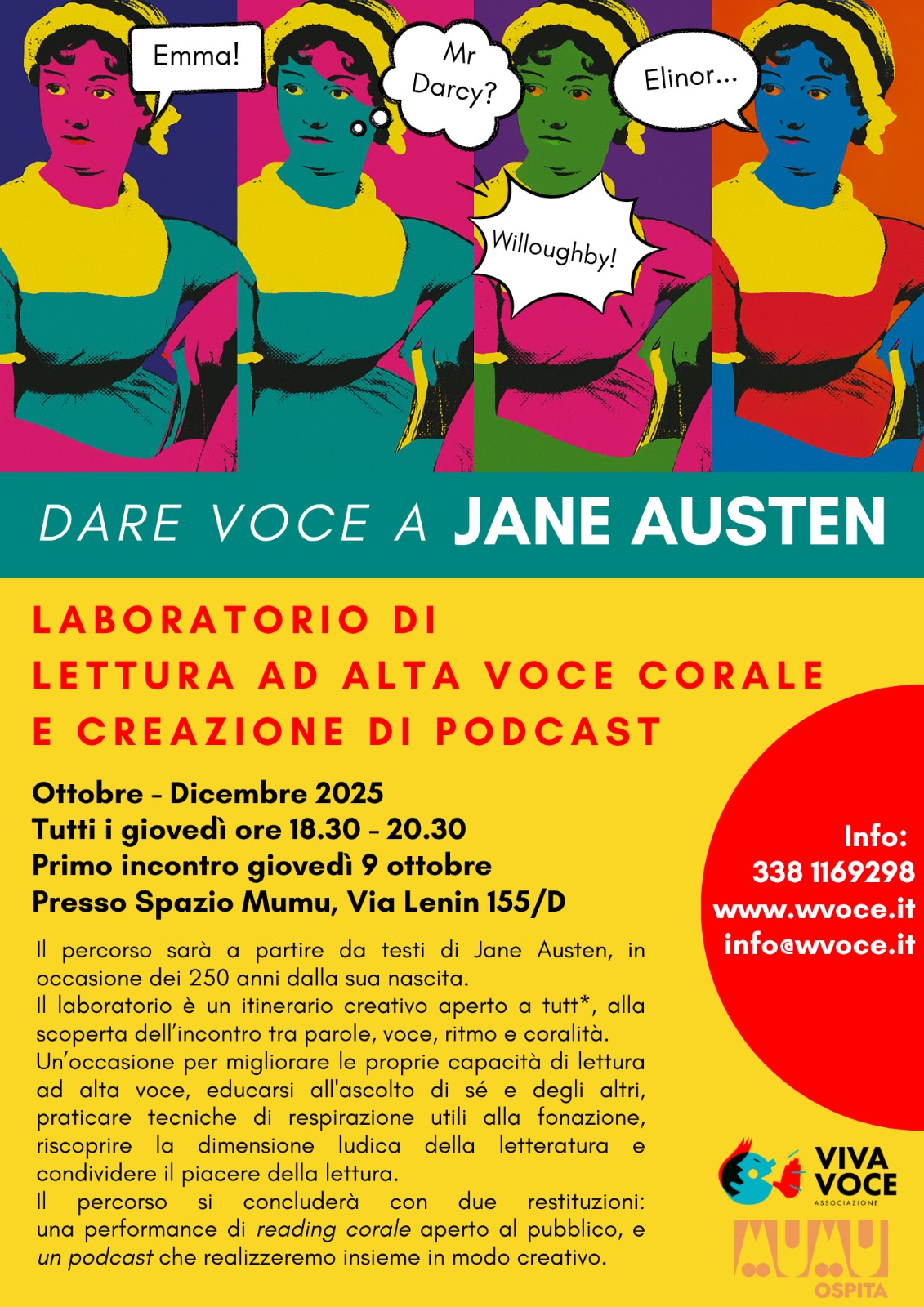 LABORATORIO DI LETTURA CORALE E CREAZIONE DI PODCAST su Jane Austen
