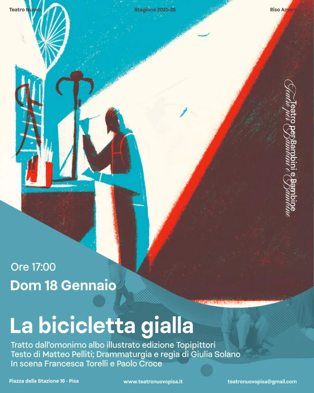 Locandina di La bicicletta gialla al Teatro Nuovo di Pisa, domenica 18 gennaio 2026