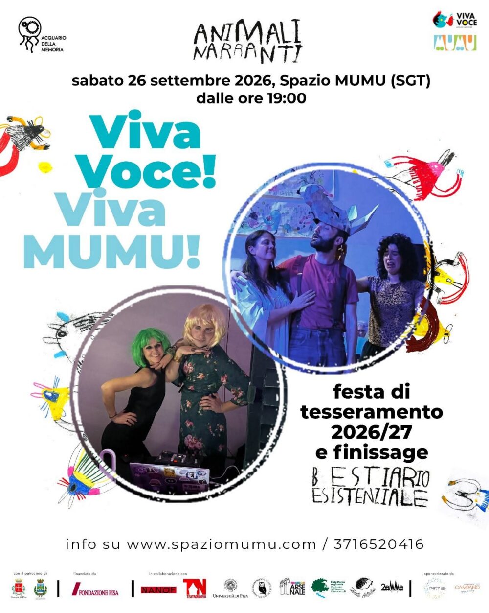 Locandina della festa di tesseramento Viva Voce! Viva Mumu! del 26 settembre 2026